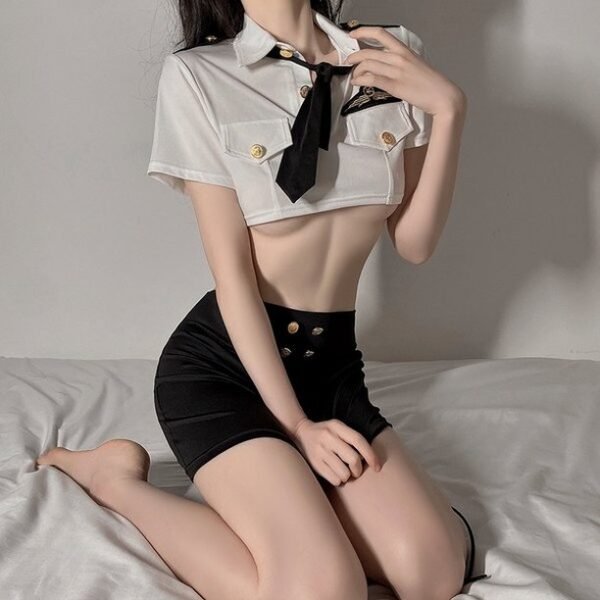 Seductive Uniform Temptation Lingerie Collection – Classic Black & White Boudoir Set