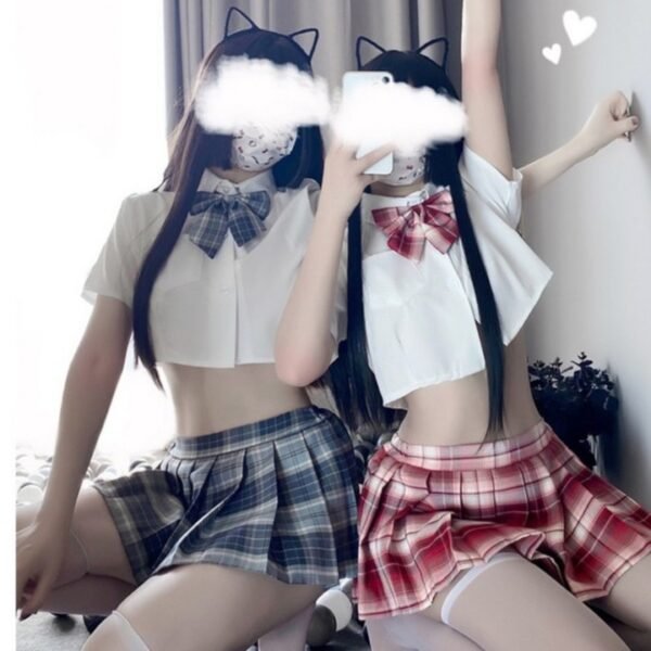 Sweetheart Campus Playful Lingerie Set with Adjustable Ruched Waist - Image 9