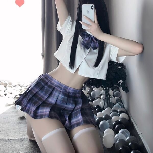 Sweetheart Campus Playful Lingerie Set with Adjustable Ruched Waist - Image 4