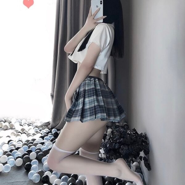 Sweetheart Campus Playful Lingerie Set with Adjustable Ruched Waist - Image 5