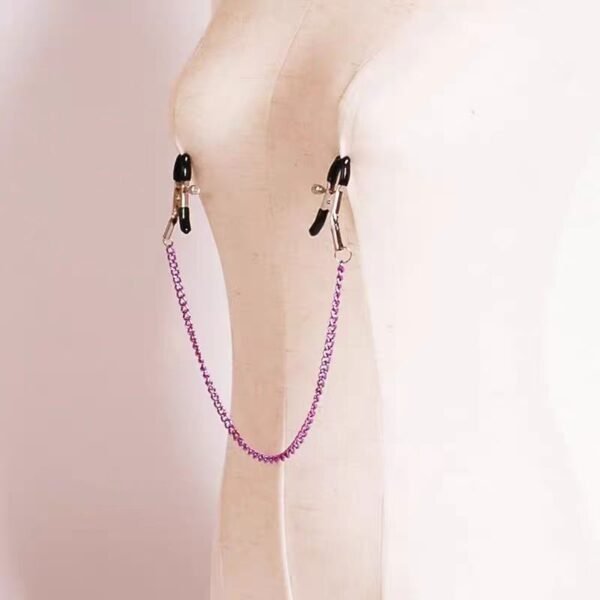 Elegant Metal Teardrop Breast Clips with Purple Silicone Tips - Image 6