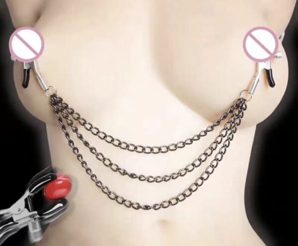 Elegant Metal Teardrop Breast Clips with Purple Silicone Tips